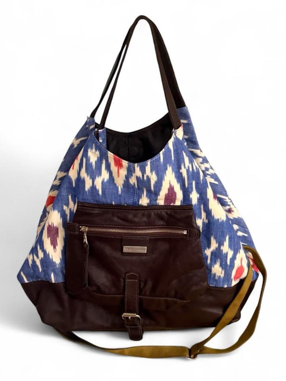 Y2K Tylie Malibu ikat canvas & leather oversized bag